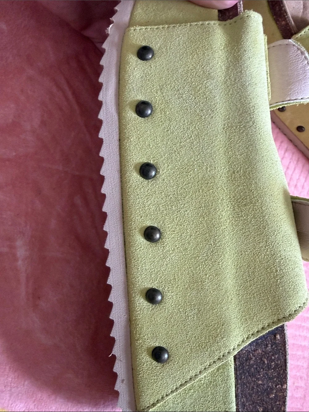 INTENTIONALLY BLANK Lime Green Double-Buckle Platform Slides